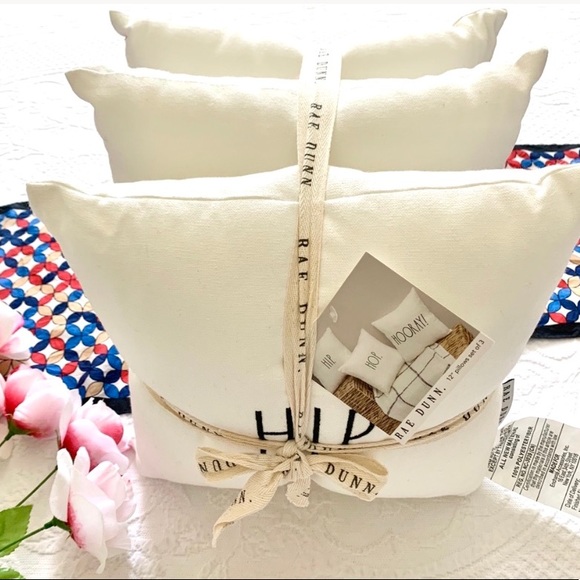 NWT RAE DUNN 12” Pillow Set 3 Hip Hop Hooray DECOR - Picture 5 of 12